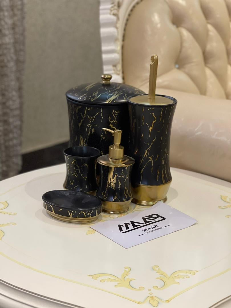 Black and Gold Marble Toilet Set
