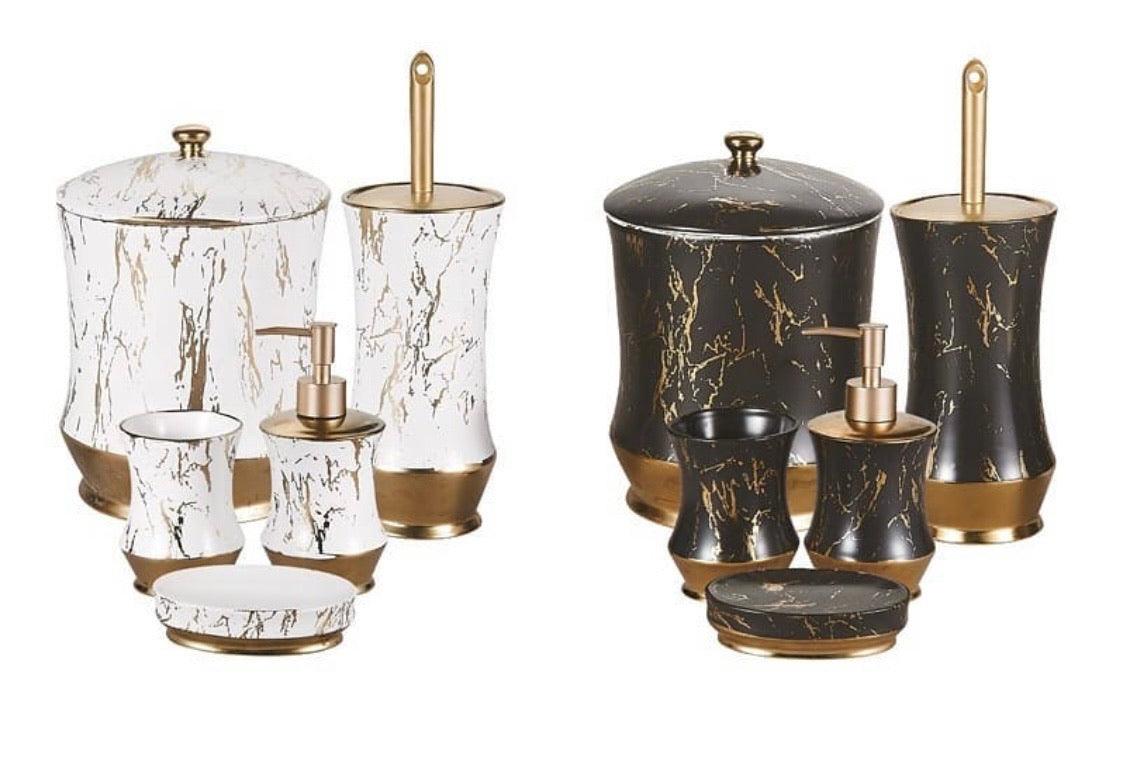 White and Gold Marble Toilet Set