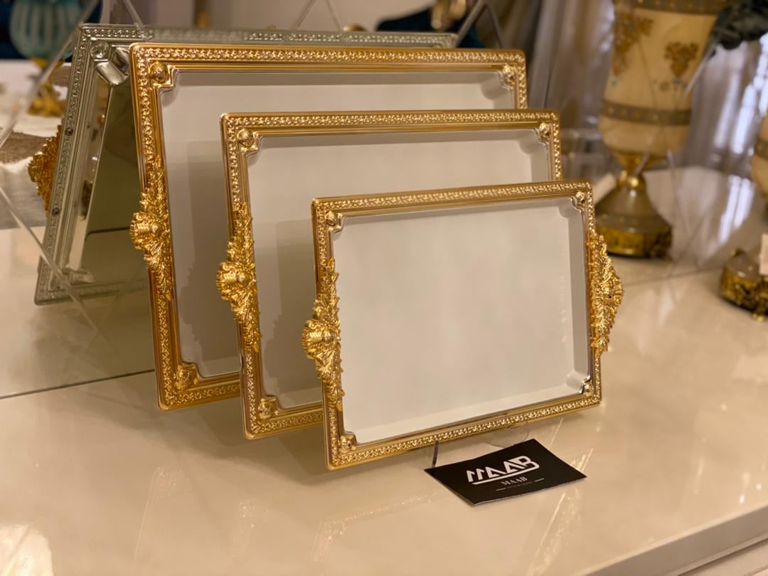 3 Piece Gold and White Tray.