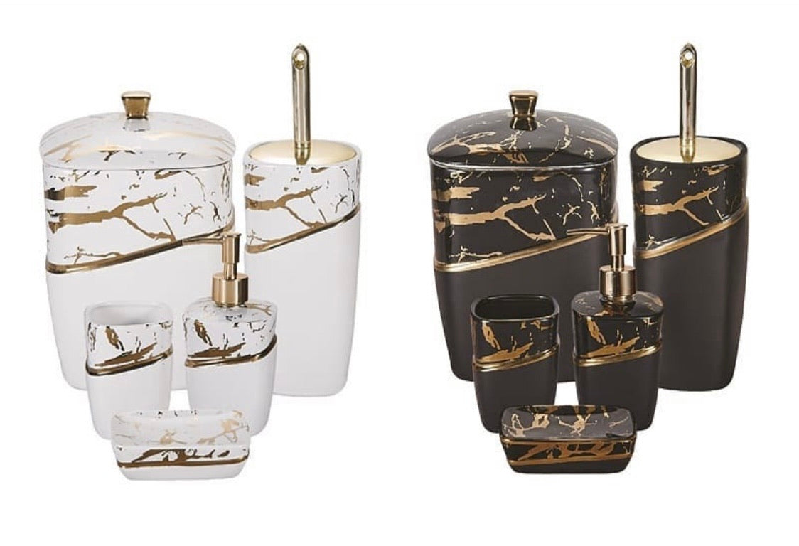 Black and Gold Marble toilet set