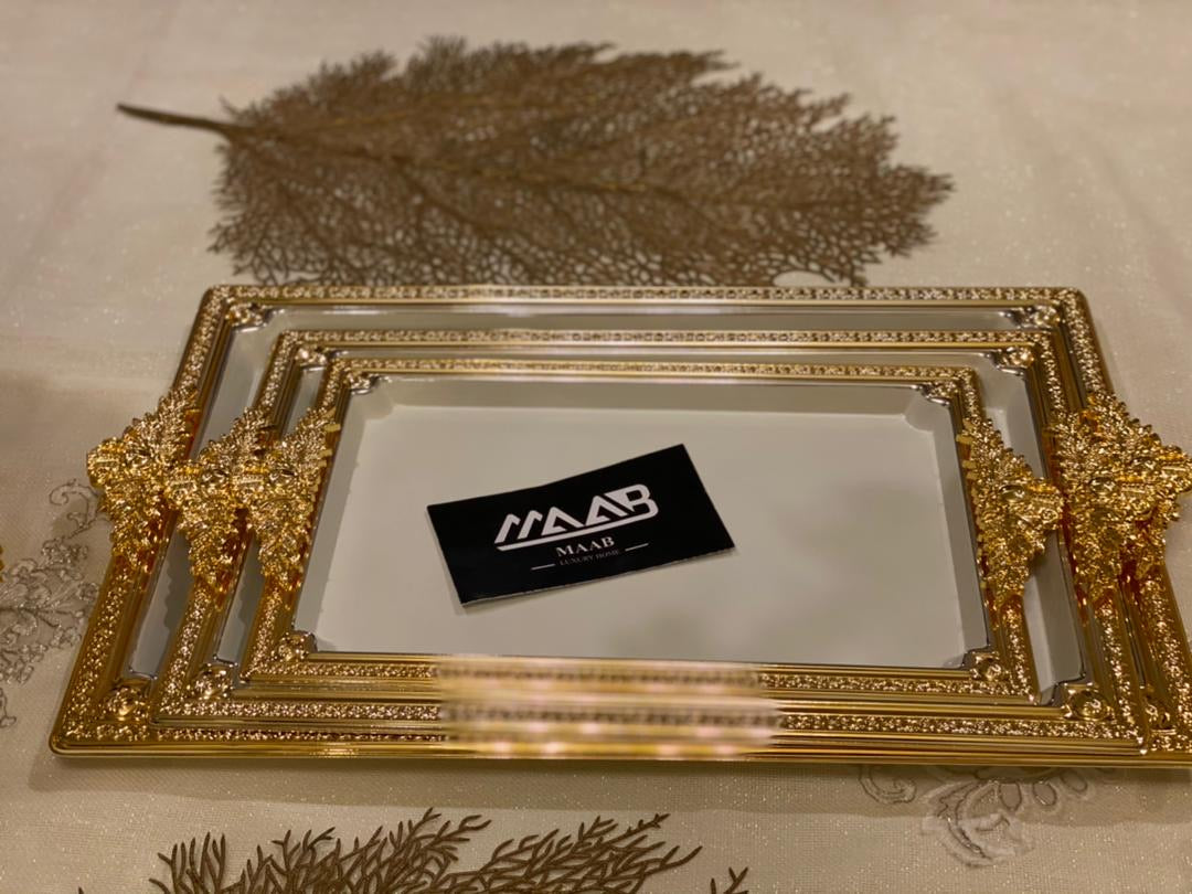 3 Piece Gold and White Tray.