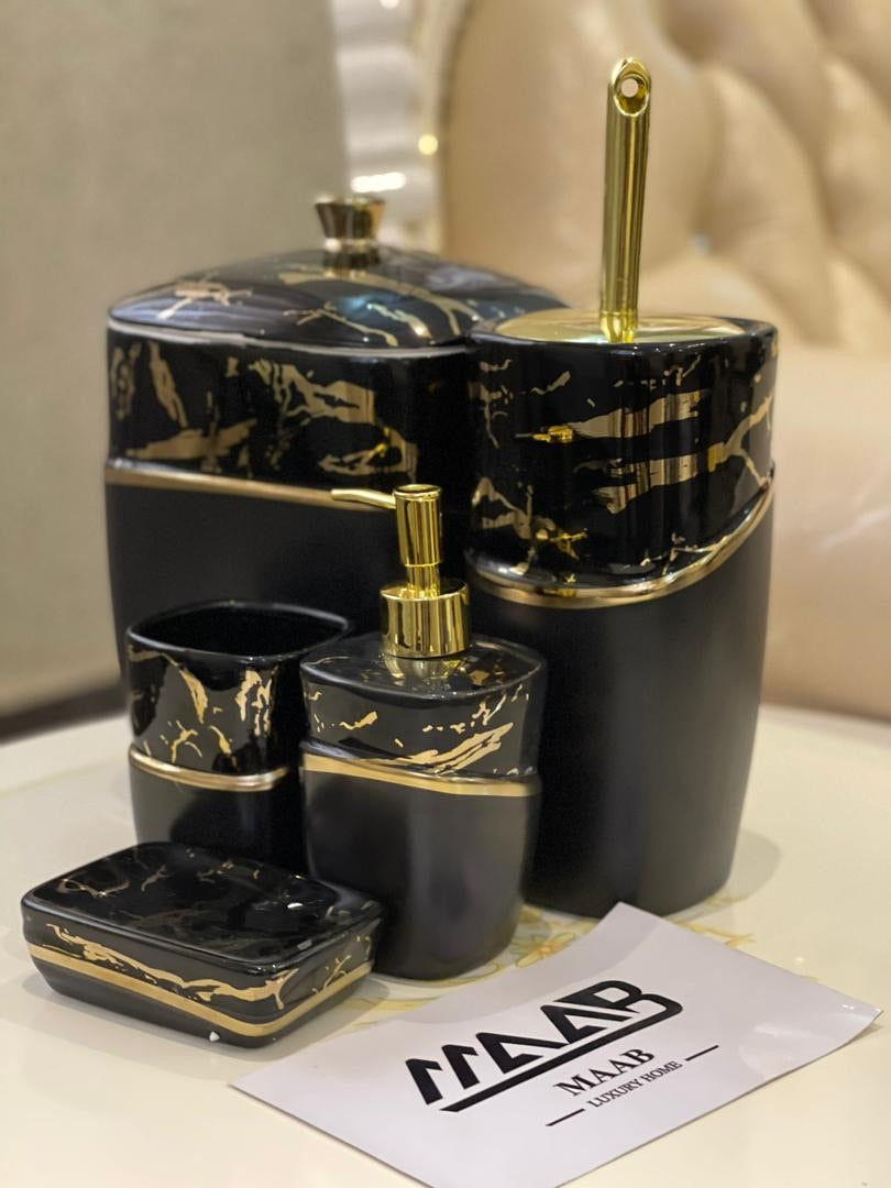 Black and Gold Marble toilet set